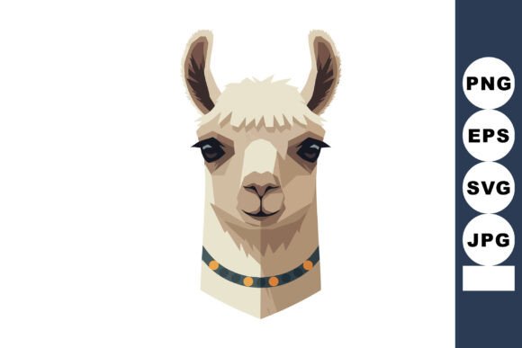 Alpaca Head with Decorative Collar Vecto: Graphics for Creative Projects