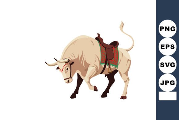 Bull with Decorative Saddle Standing in