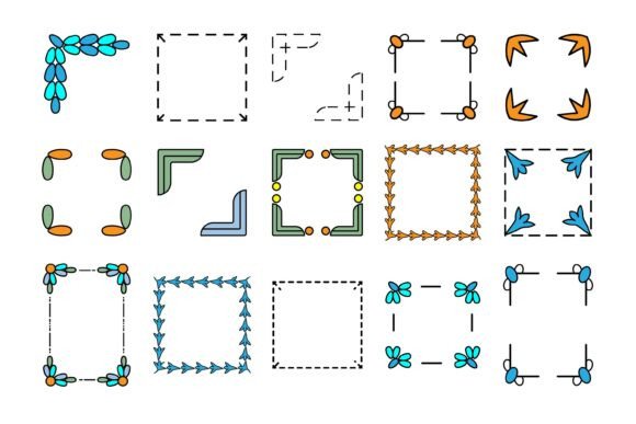 Colorful Decorative Corner Frame Element for Graphics and Illustrations