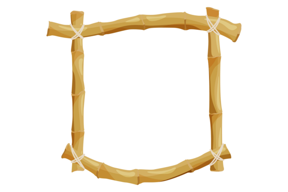Decorative Bamboo Border. Natural Wooden Graphics