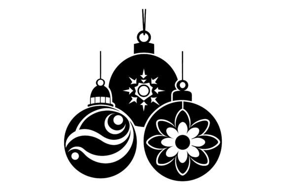 Decorative Baubles Black Silhouette Graphics