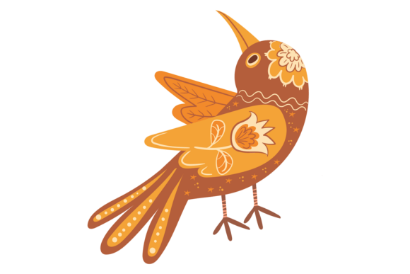 Decorative Bird in Folk Ethnic Style