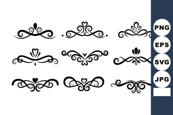 Decorative Black Ornamental Vector Flour Graphics