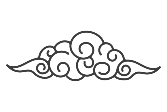 Decorative Cloud Line Icon. Japanese Doo