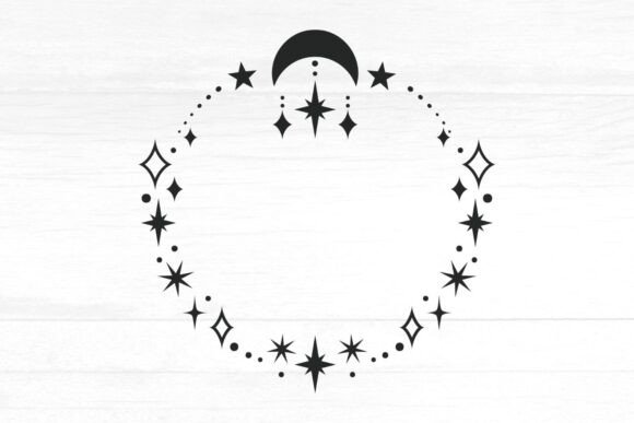 Decorative Crescent Stars Frame Border
