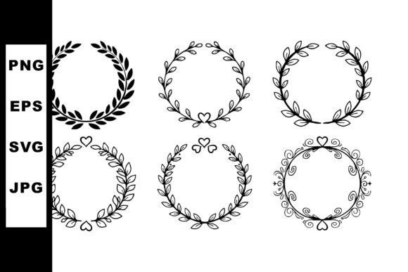 Decorative Hand Drawn Wreaths with Heart: Graphics for Romantic Design