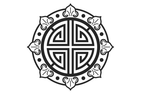 Decorative Korean Pattern Circle. Black Graphics