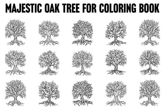 Decorative Oak Tree Coloring Book Pages