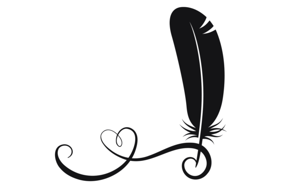 Decorative Quill Scribe Heart Swirl. Rom Graphics