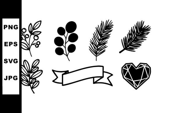 Decorative Vector Set of Black Botanical Graphics