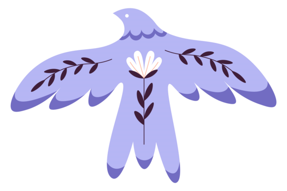 Floral Motif Bird. Decorative Element Fo