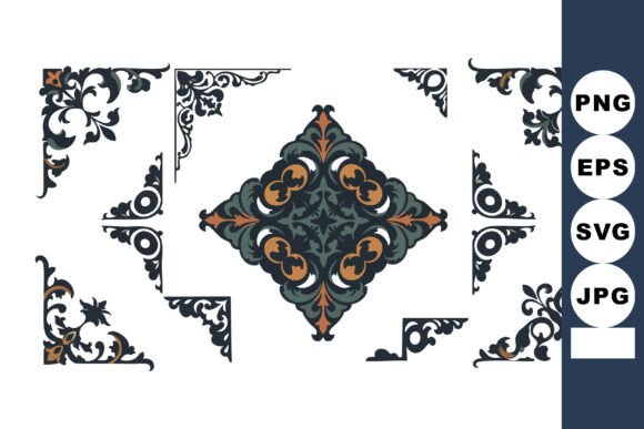 Ornate Vintage Decorative Corner and Cen