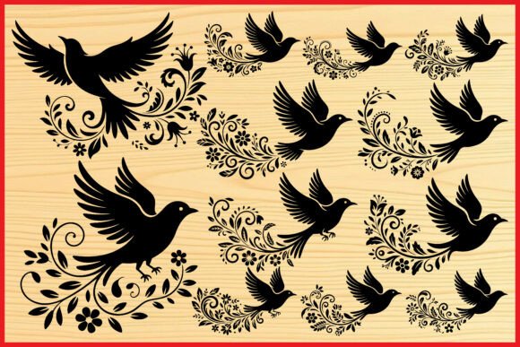 Peaceful Flying Birds Decorative Artwork: Graphics and Illustrations for Creative Projects