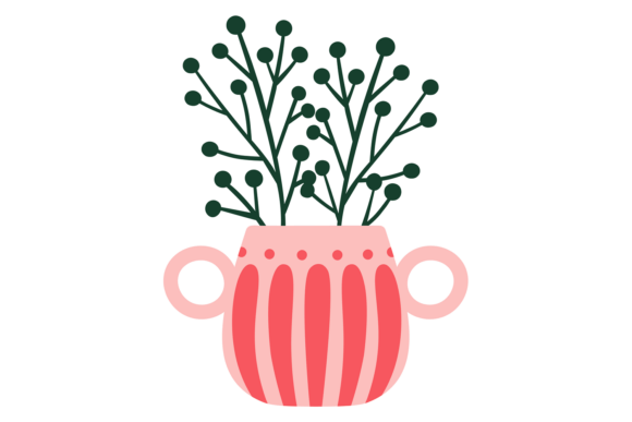 Winter Botany Pot. Graphics & Illustrations