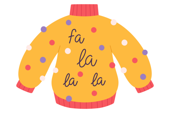 Wool Sweater with Decorative Christmas F: Graphics and Illustrations